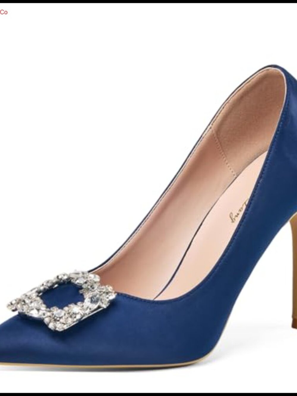 Women's Satin Rhinestone Pumps Pointed Toe Slingback Heels for Party Wedding